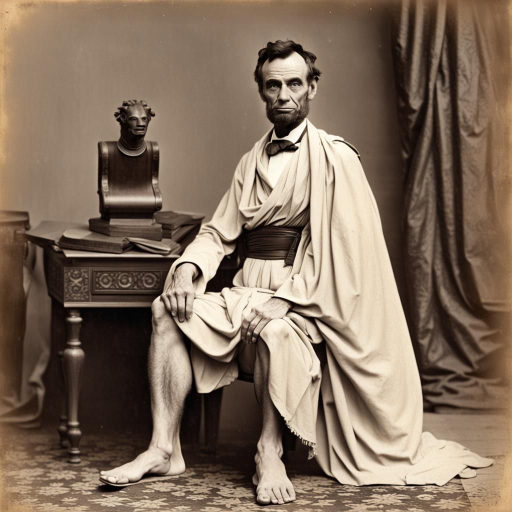 Abraham Lincoln in a toga Wacky Historical Photo
