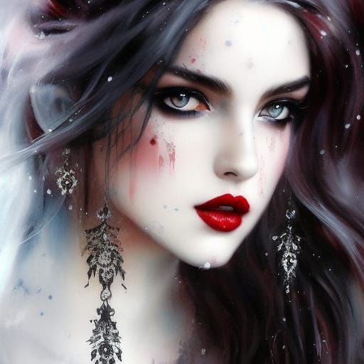 Gothic Ana de Armas as Snow Beauty Watercolor