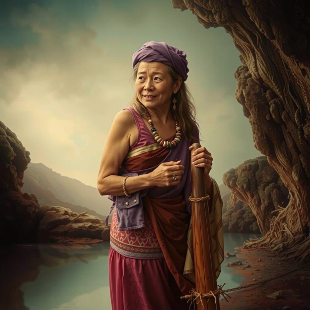 Didgeridoo Grandma in Epic Digital Painting