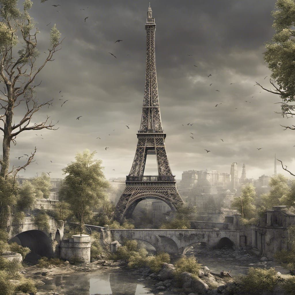 Post-Apocalyptic Eiffel Tower Scene
