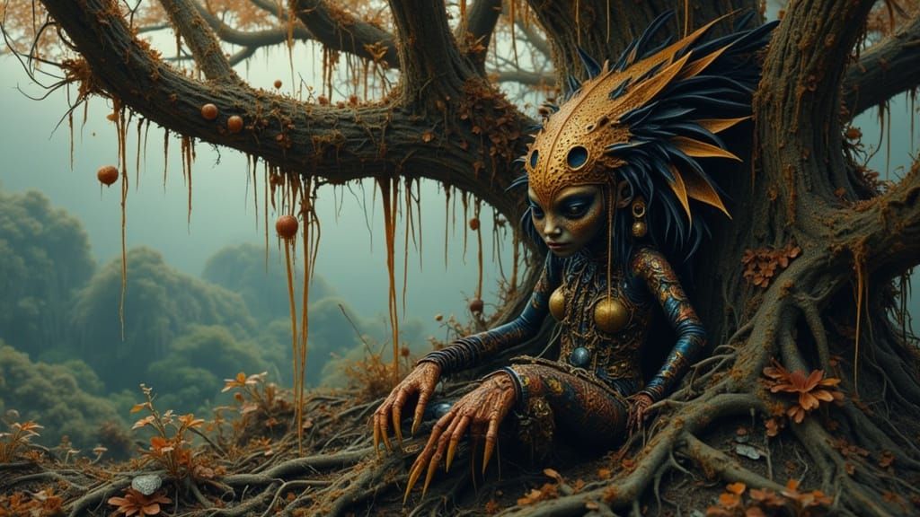 Cryptid Portrait on Exoplanet in Dark Fantasy Style