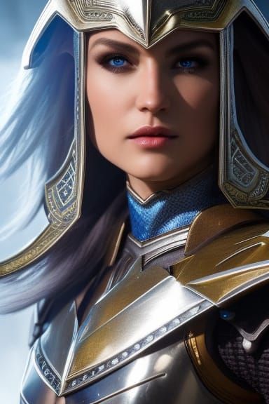 Epic Elf Paladin in Silver Armor, Digital Art