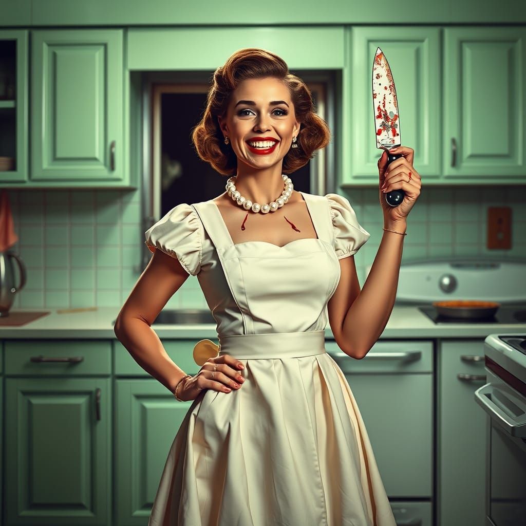 1950s Housewife: A Darkly Surreal Kitchen Scene