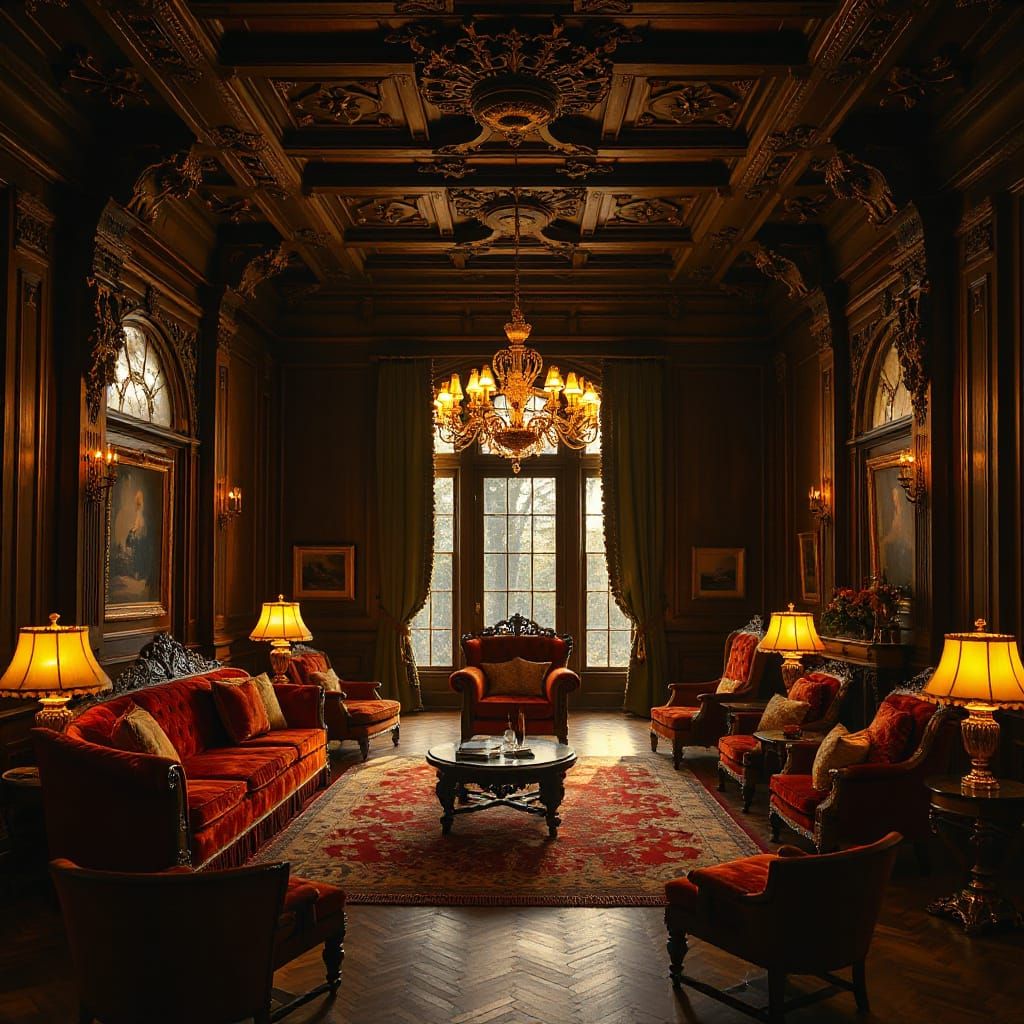 Golden Mansion Interior: Caravaggio & Constructivist Style