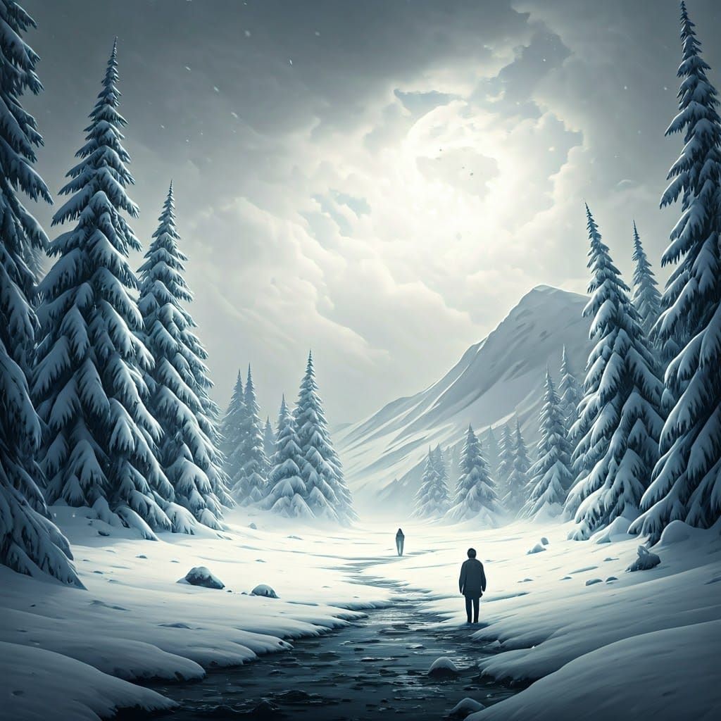 Fantastical Winter Scene in Matte Painting Style