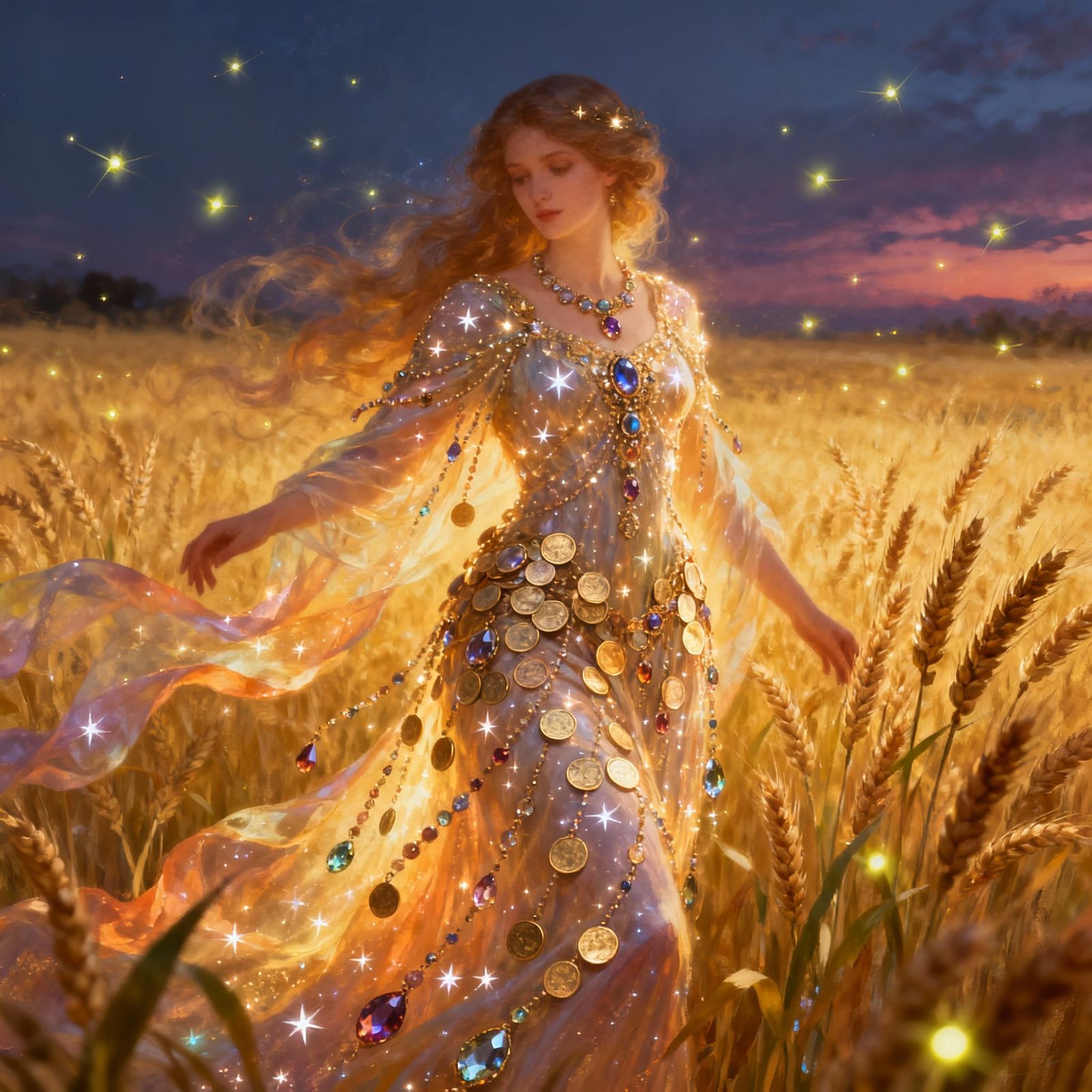Celestial Abundance Being in Golden Wheat Field