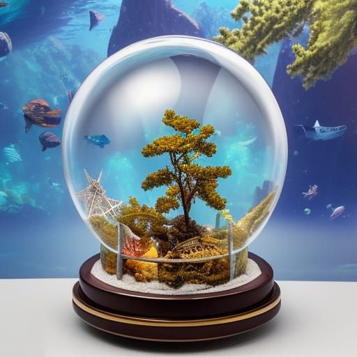 Tree in snow globe