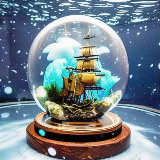 Ship wreck in snow globe II