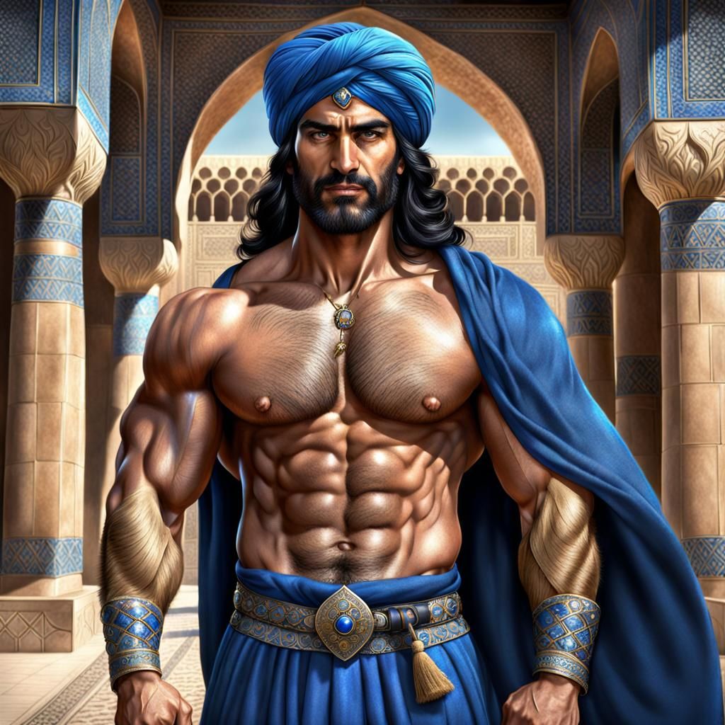 Two Handsome Persian Guards in Ancient Attire