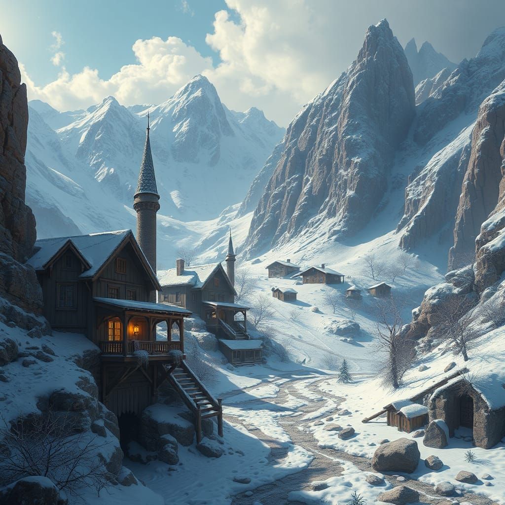 Mountain Village: Detailed Matte Painting in Unreal Engine