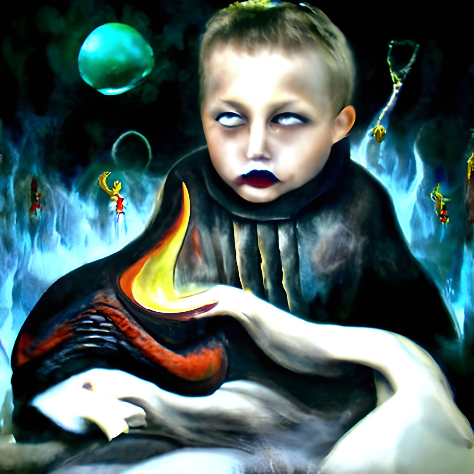 Dark Fantasy: The Child Mad Prophet in Oil