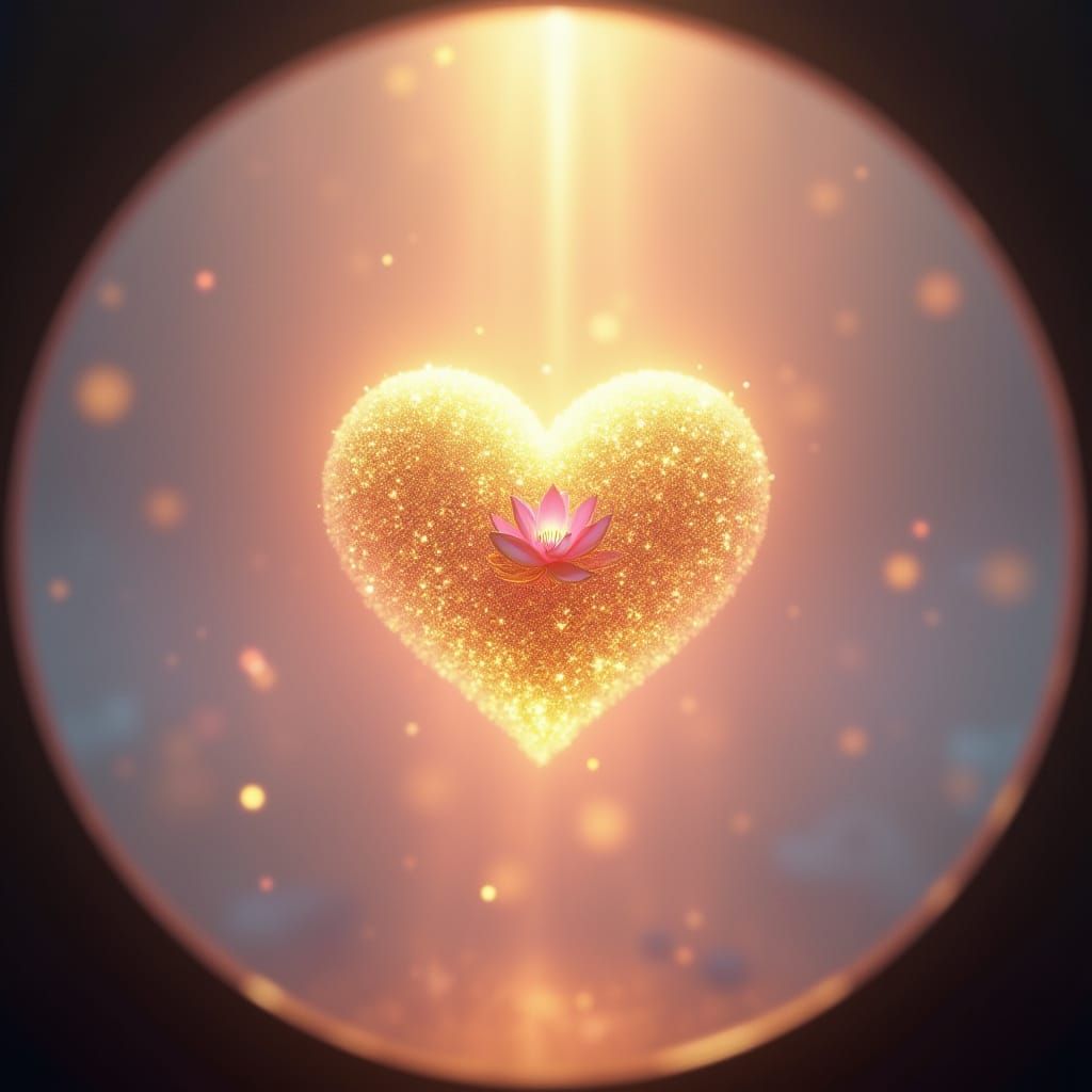 Golden Heart Radiates Unconditional Love in Soft Pastel Hues