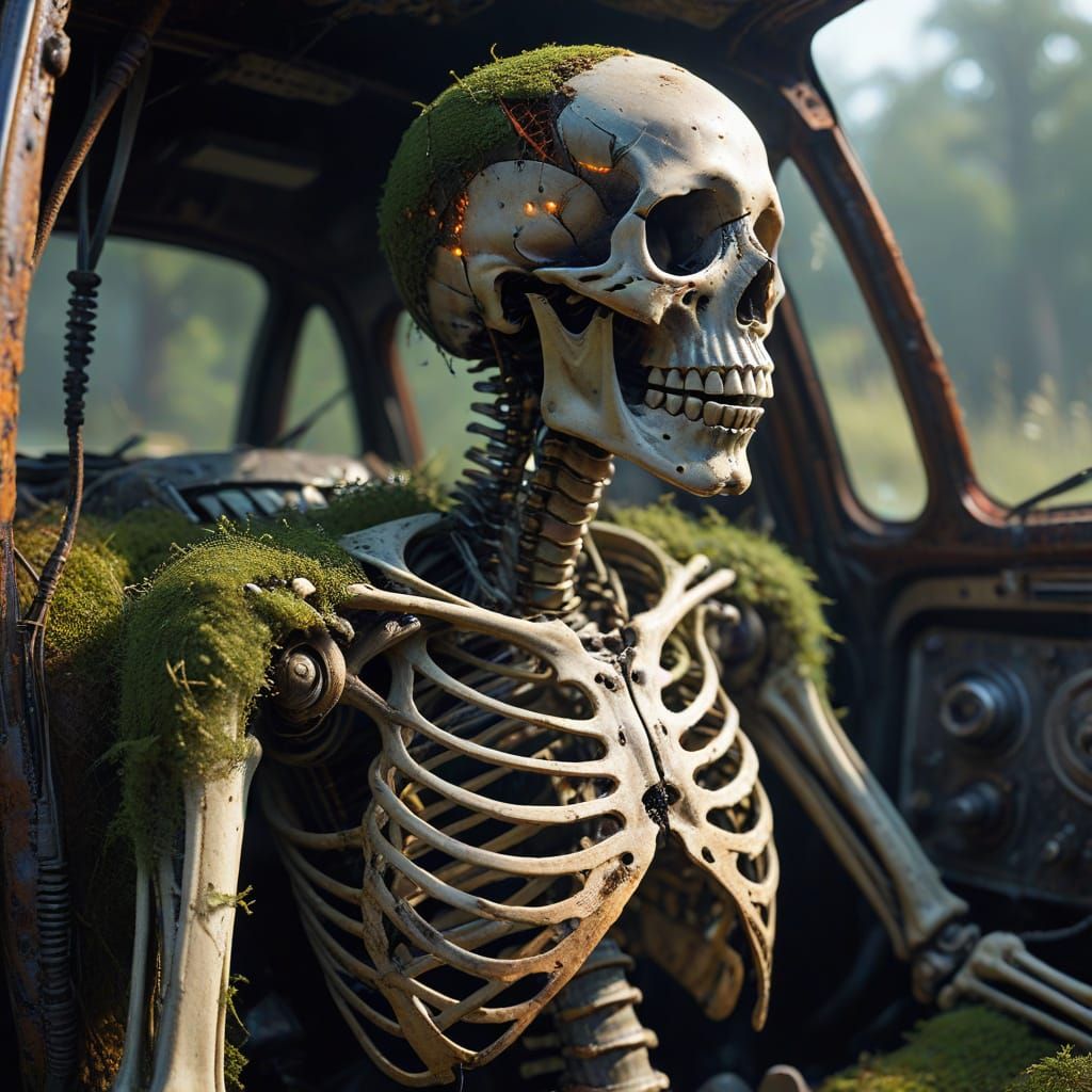 Intricately Detailed Skeleton Dominates Disintegrating Plane...