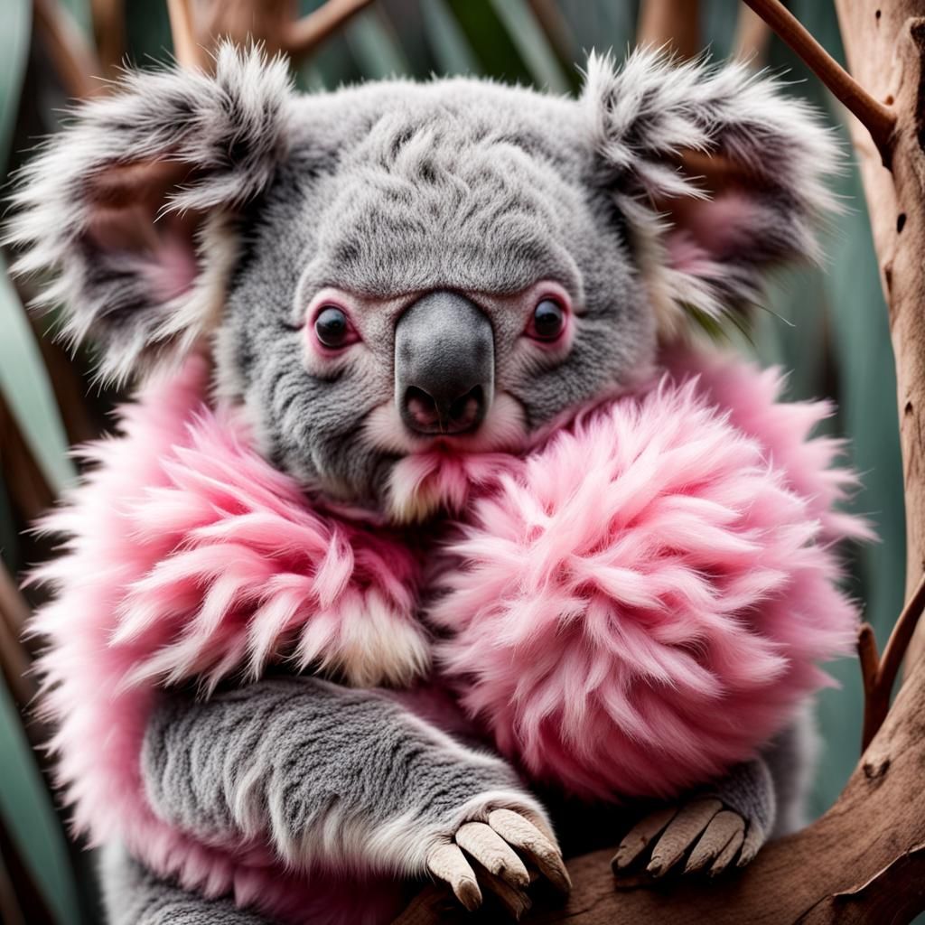 Adorable Fluffy Koala in Outback, Abstract Art