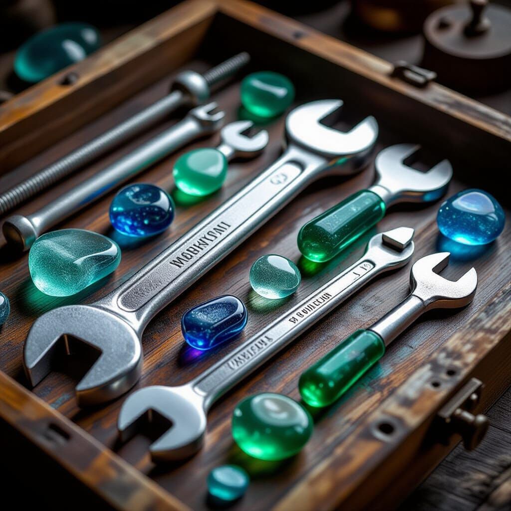 Sea Glass Engineer's Toolkit in Magical Workshop Lighting