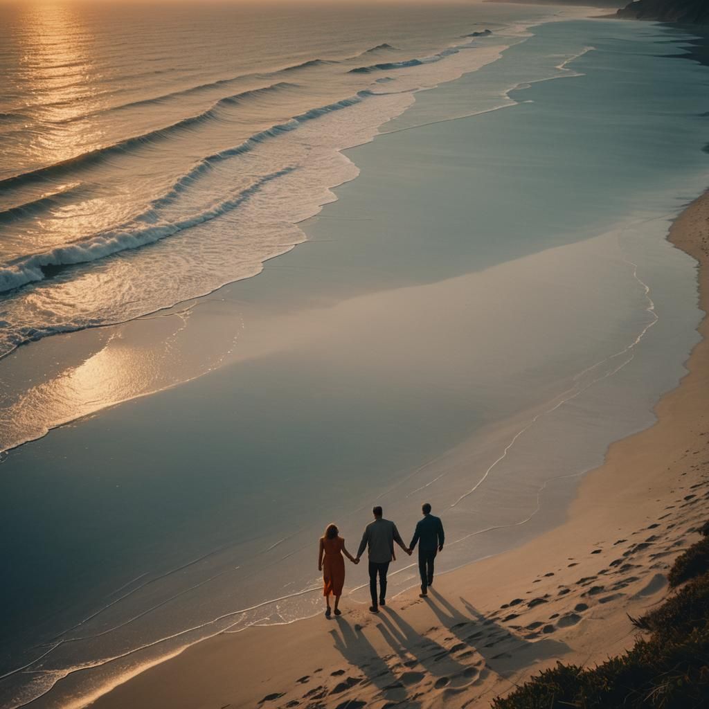 Romantic Sunset Beach Walk in Cinematic Style