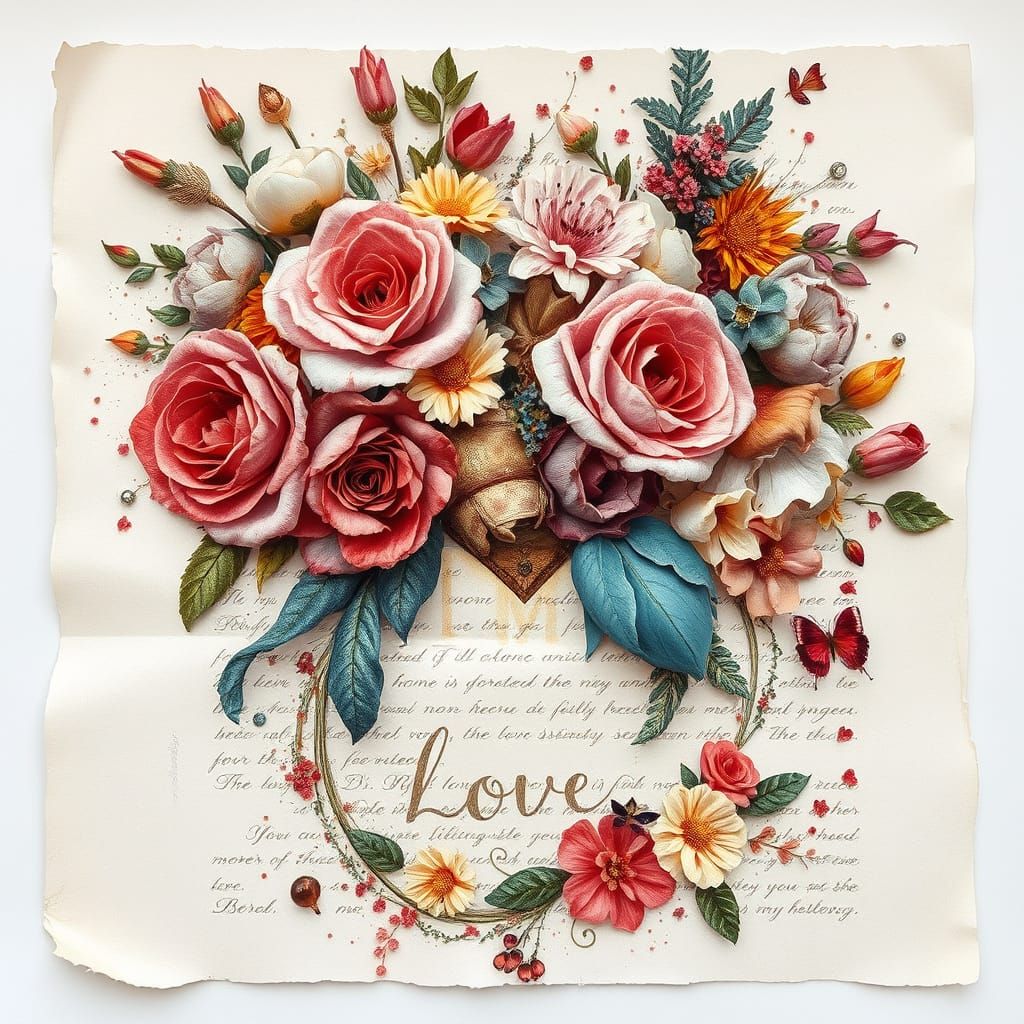 Whimsical Renaissance Masterpiece Love Letter in Hypermaxima...