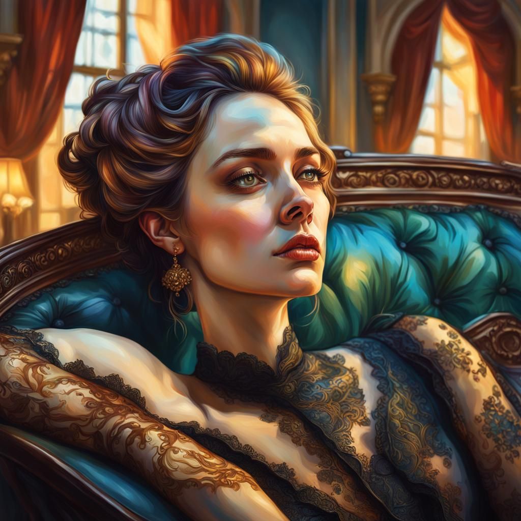 Victorian Nude in Hyperrealistic Splash Art