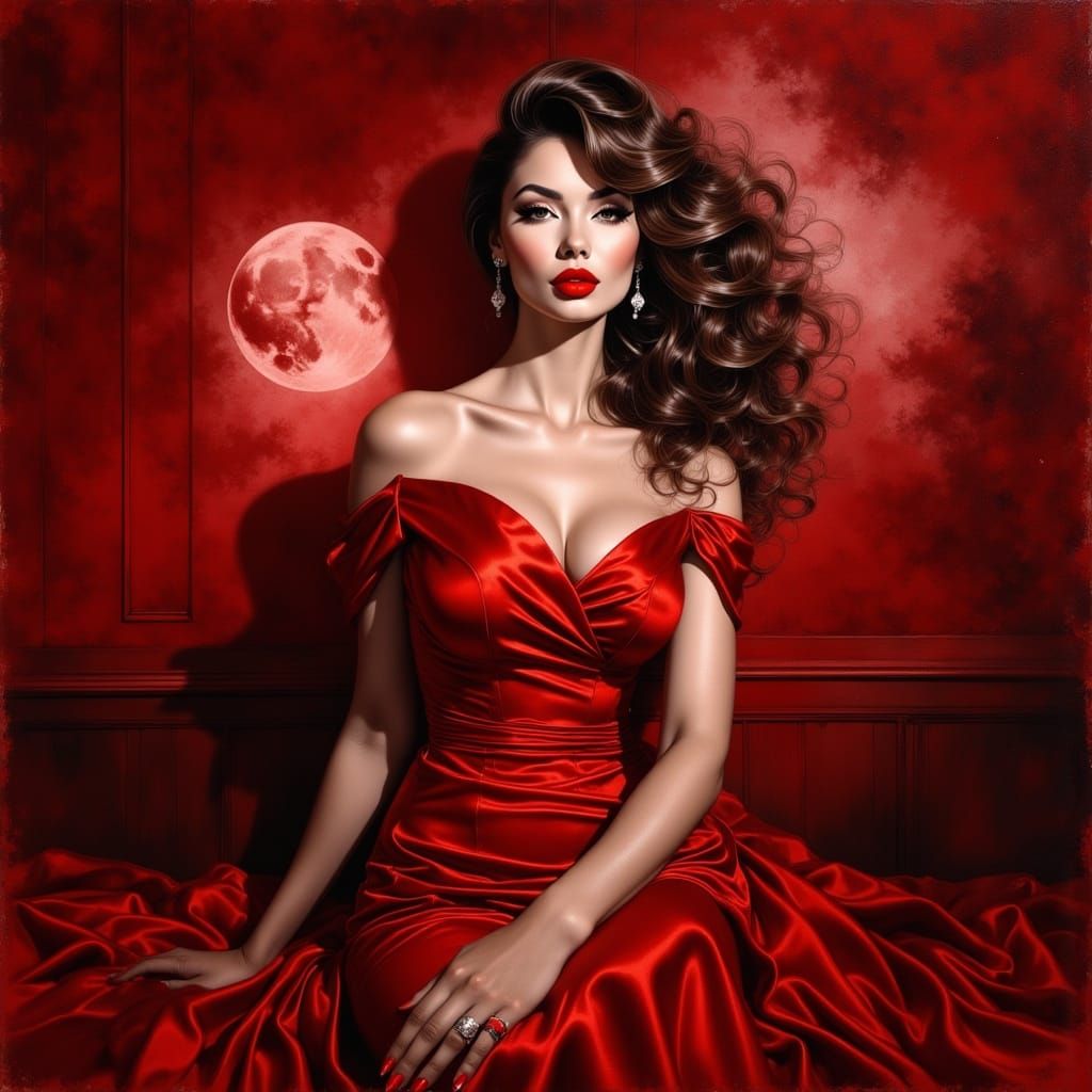 Monochromatic Woman Portrait: Romantic Moonlight & Golden Ho...