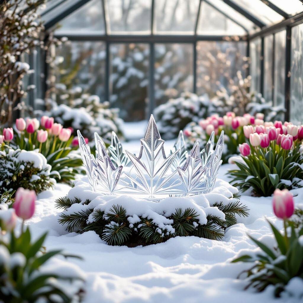 Icy Crown in Winter Garden, Fantasy Art