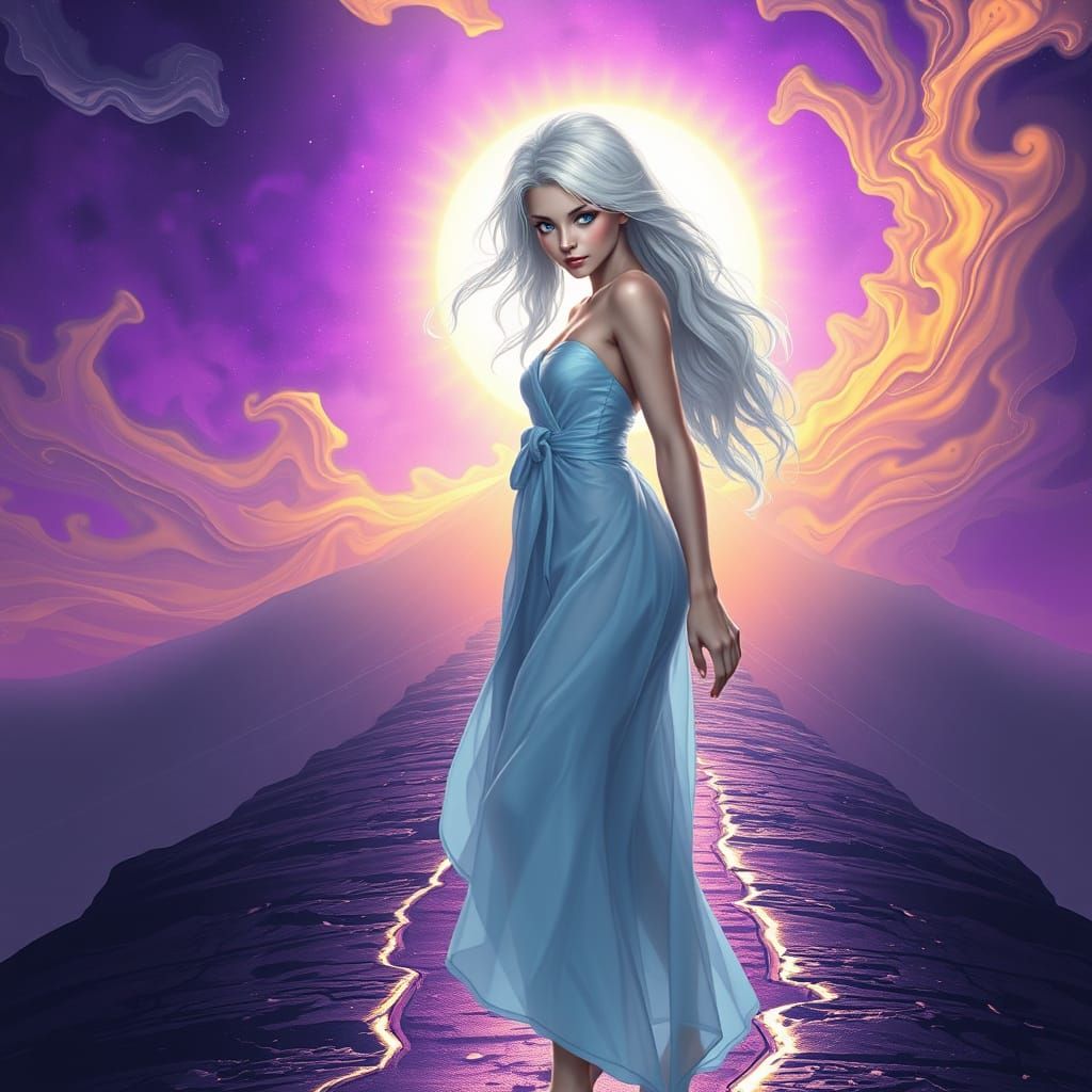 Surreal Goddess Embodies Courage in Vibrant Digital Art