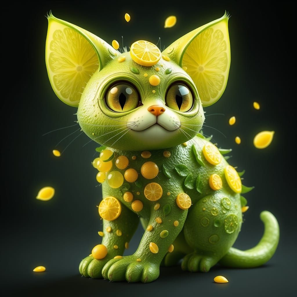 Lime and Lemon Cat Fuses with Citrus Fur