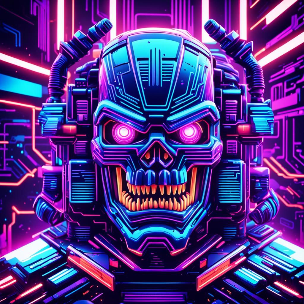 Synthwave Monster with Nitro Boosters in Neon Retro Style