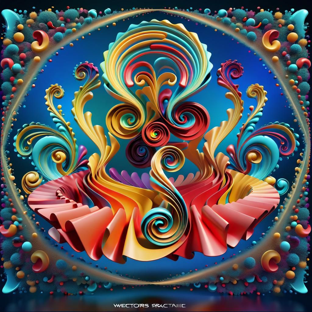 Colorful Twisting Fractals in 3D, Photorealistic Style