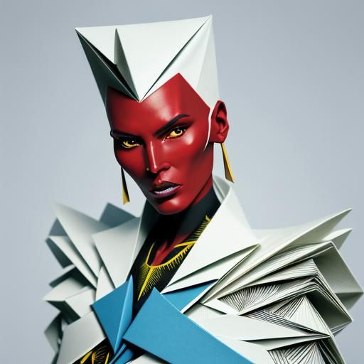 Grace Jones: Origami Papercraft Portrait in 8K