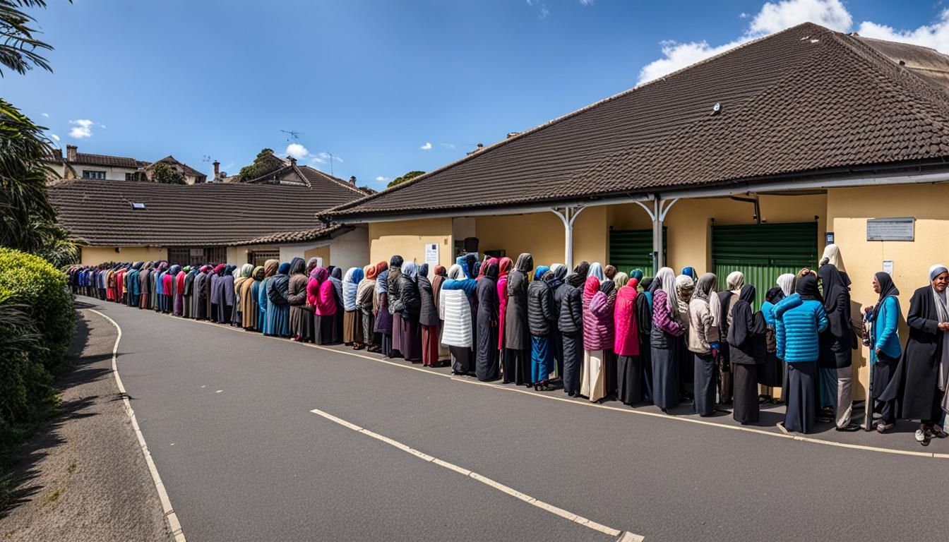 Long Queue at Polling Station Highlights Civic Duty