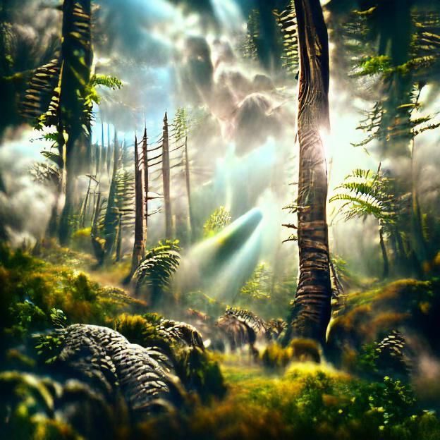Carboniferous Primeval Forest in Digital Matte Painting