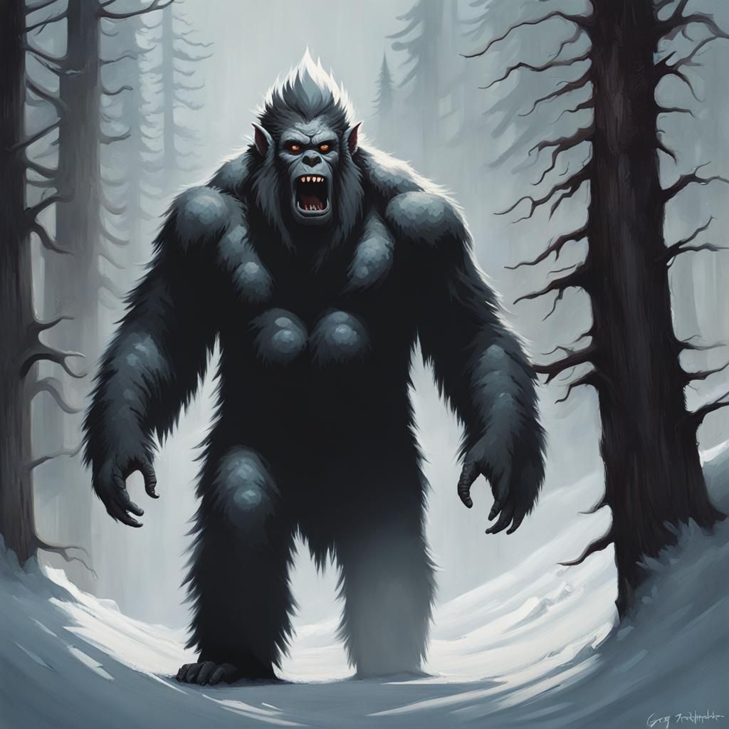 Sinister Yeti in Dark Fantasy Style