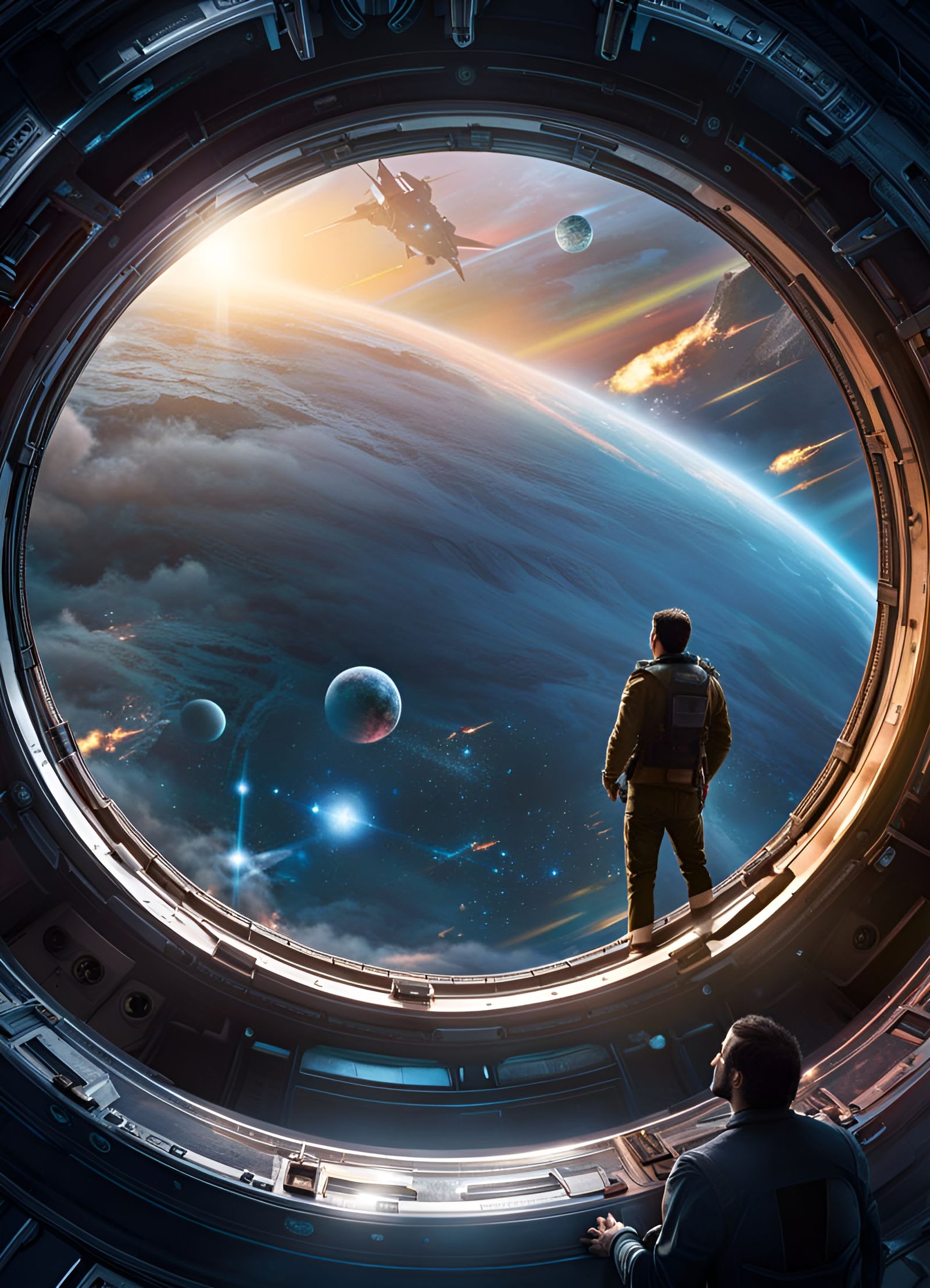 Man Gazing at Space: Sci-Fi Cover Art