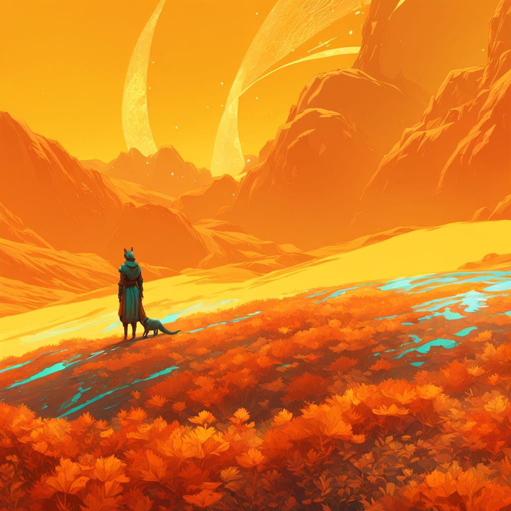 Fox and Bloodhound Facing Away, Textured Encaustic Painting