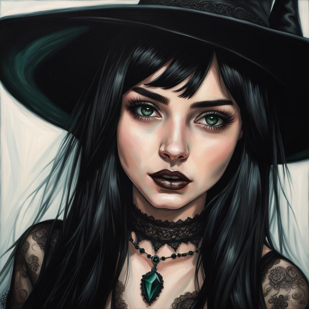 Ethereal Witch Portrait in Gothic Style