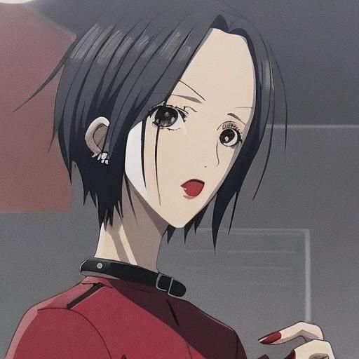 Anime Girl in Red Dress, Cel-Shaded Style