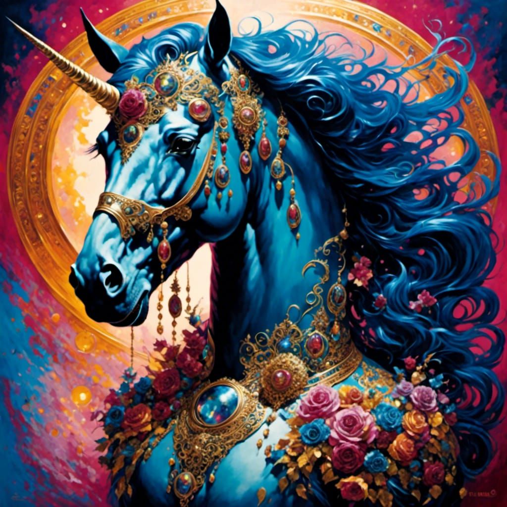 Stylized Unicorn with Bold Line Design