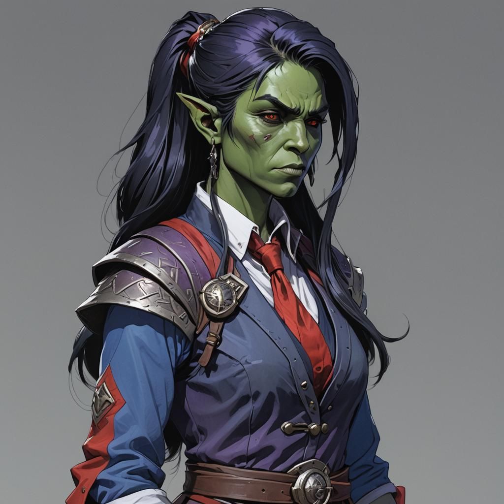 Purple Orc Sorceress in Anime Style