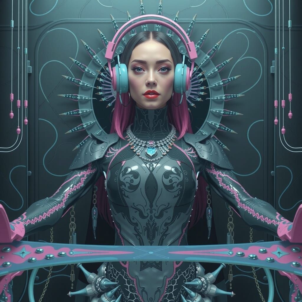 Psychedelic Glamour: An Elegant CGI Woman in 8K