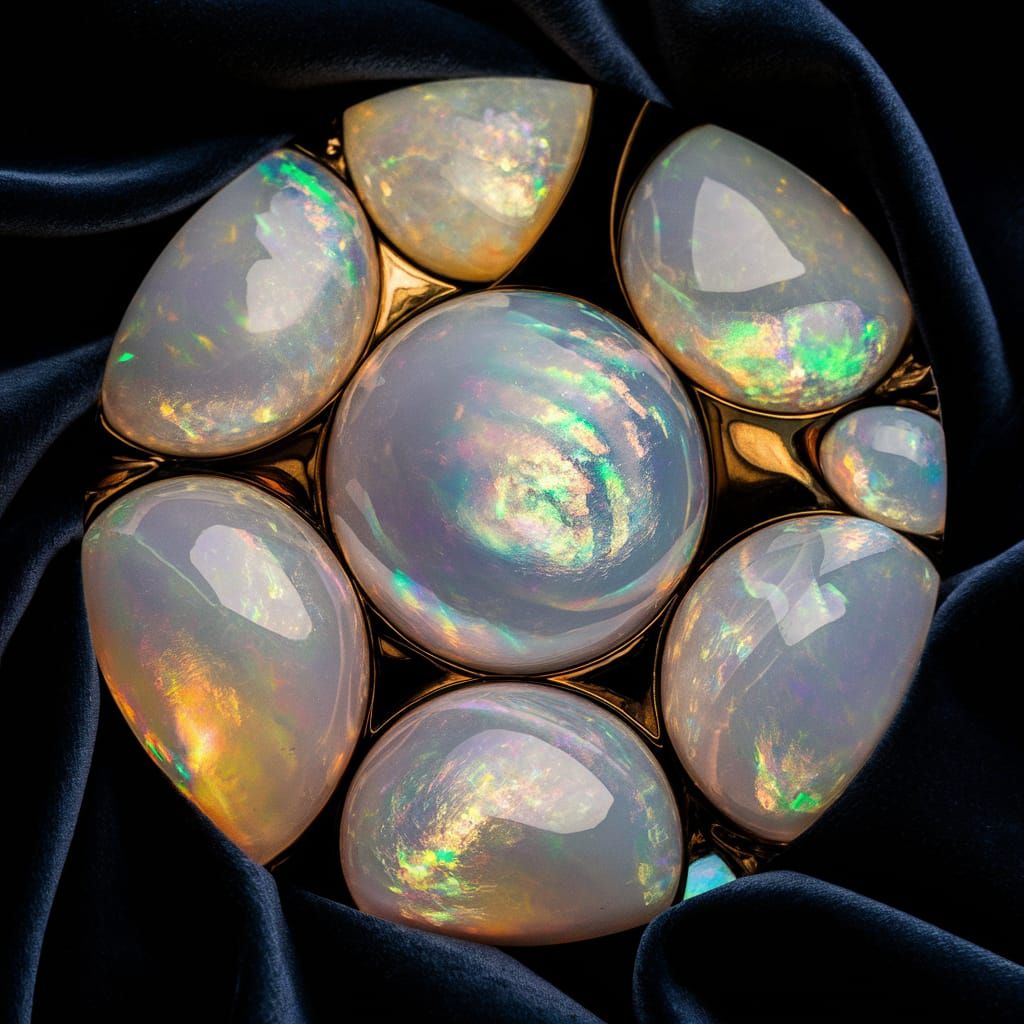 Macro Photograph of Opulent Opal Stones with Kaleidoscopic C...