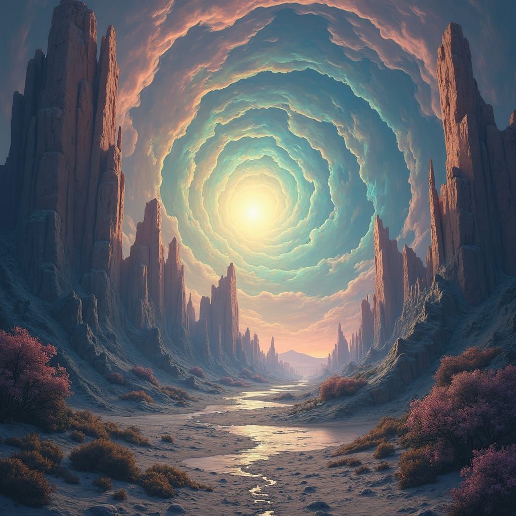 Surreal Pastel Landscape in Ghibli Style