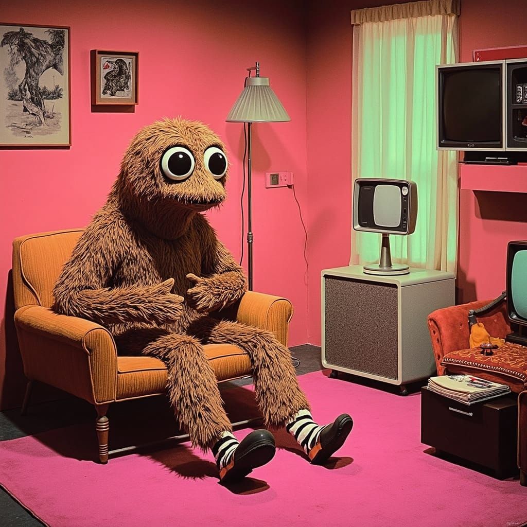 Groovy Surreal Creature in Retro Attire