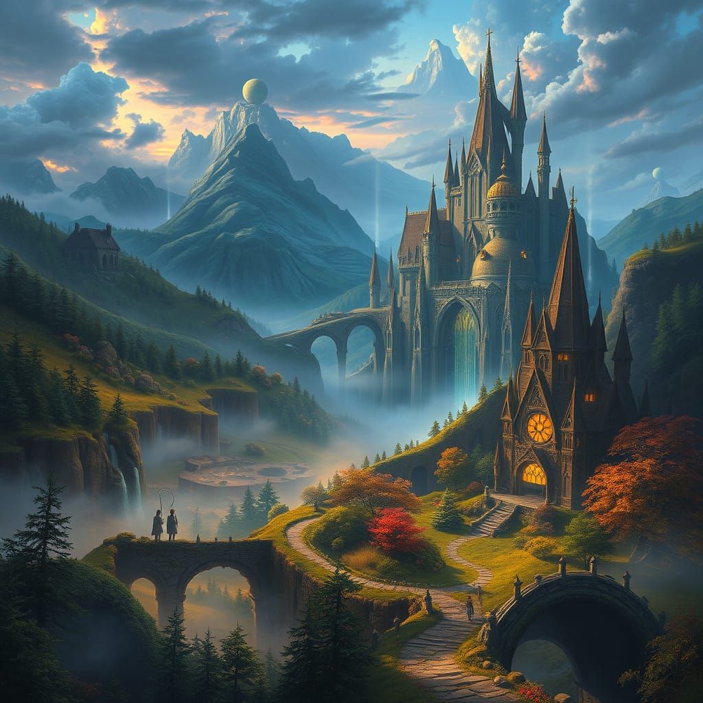 Mystical Fantasy Realm with Rolling Hills and Towering Spire...