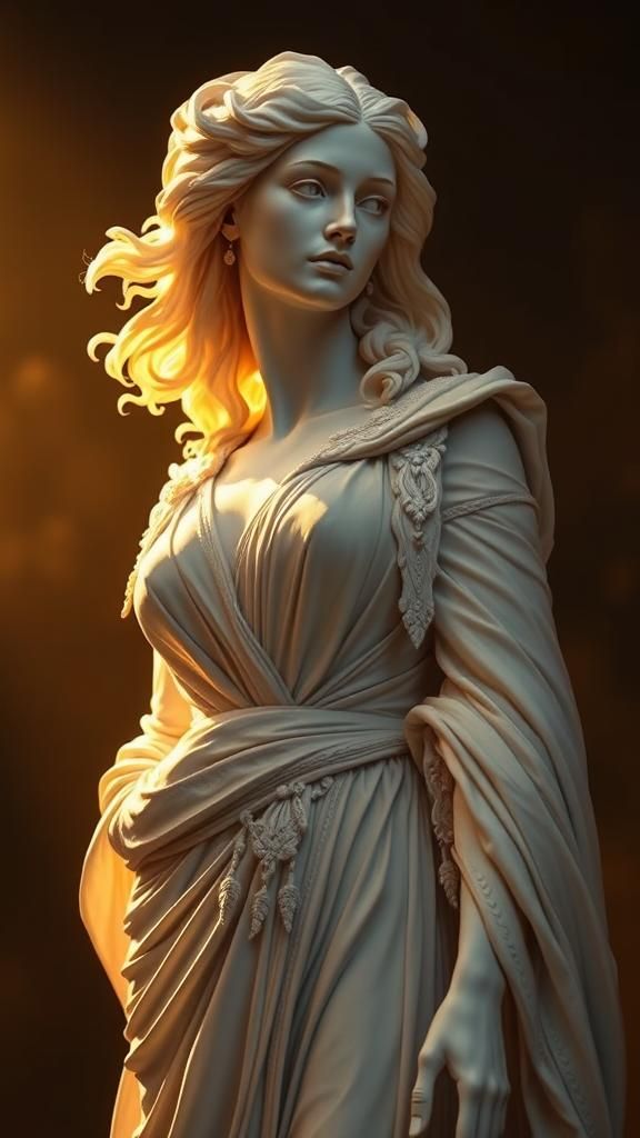 Marble Woman in Dramatic Lighting