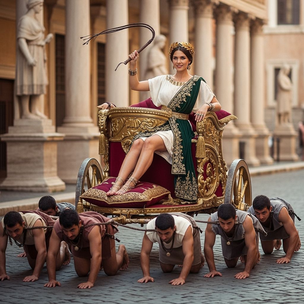Roman Empress in Gold Chariot, Professional Photography