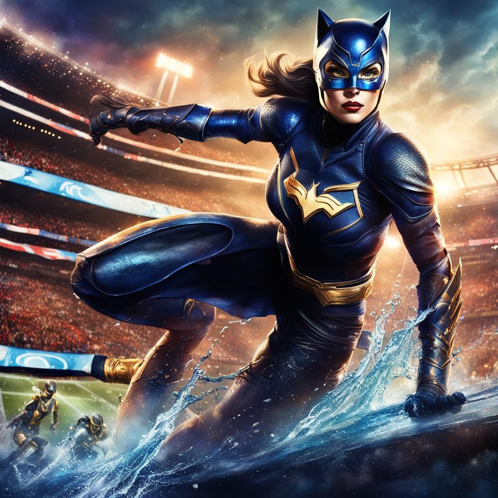 Catwoman at the Super Bowl: Detailed Matte Painting