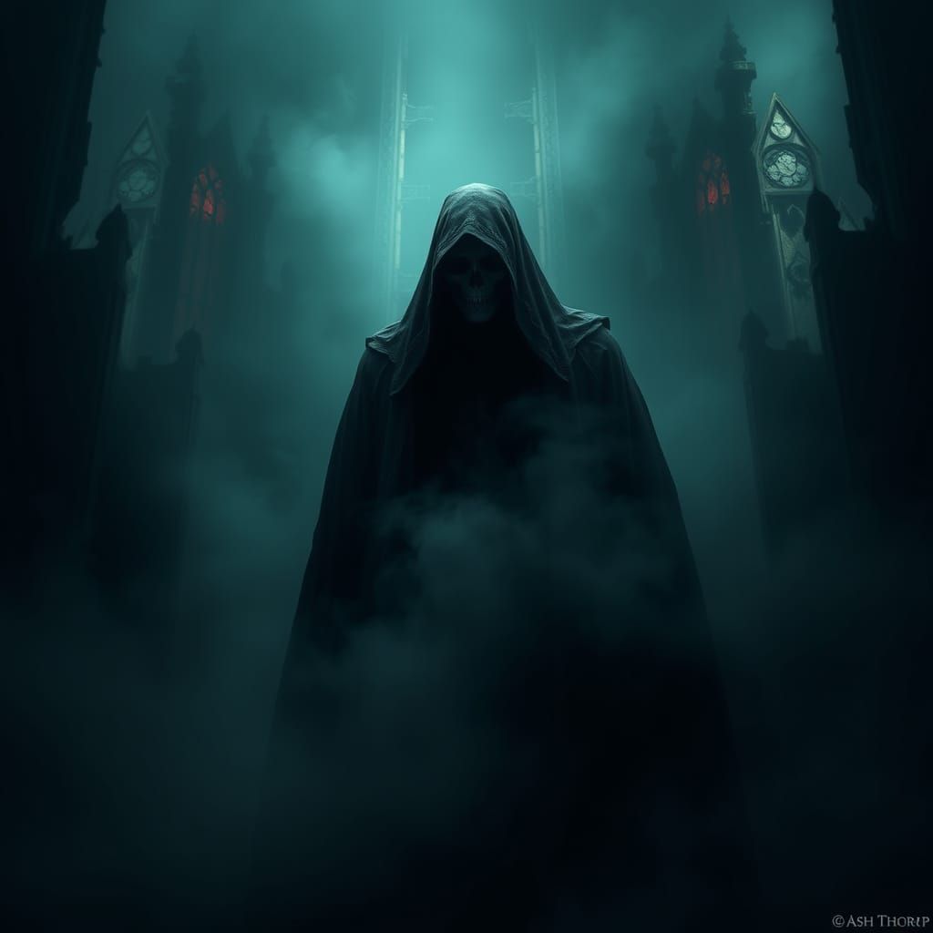 Solemn Figure in Gothic Landscape, Dark Surrealism