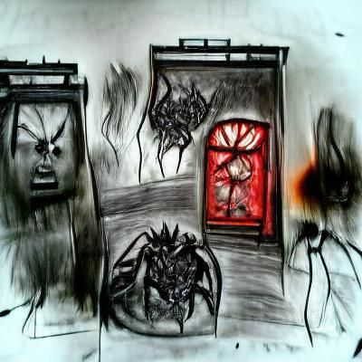 Demonic Time Portals: Sinister Charcoal Horror