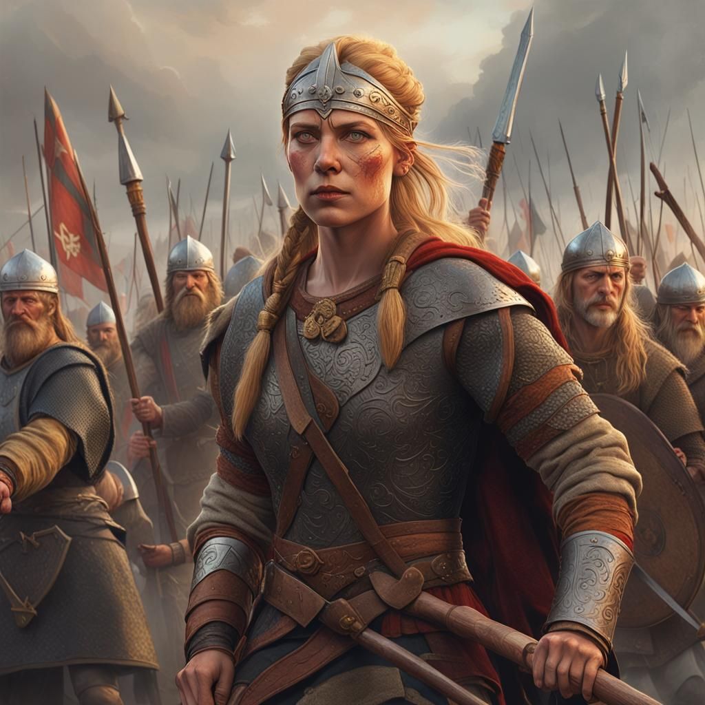 Viking Women Warriors in Battle: Hyperdetailed Portrait