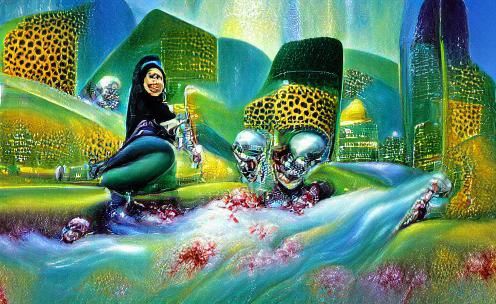 Retro Sci-Fi Valley Landscape in Pulp Style